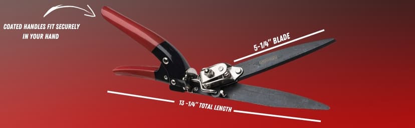 Kings County Tools Grass Trimming Shears | 5-1/4” Steel Blades | Rotating Handle for Angled Cuts | Strong Spring Mechanism | Simple & Secure Safety Lock | Made in Italy