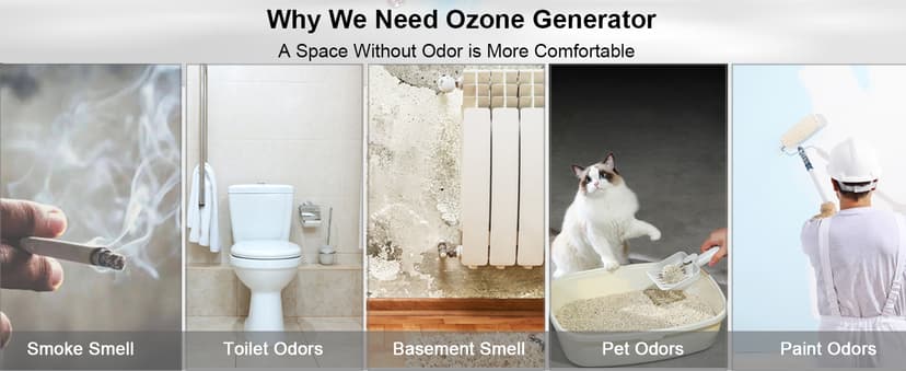 ONAMOR Ozone Generator 77000mg, Ozone Machine Ionizer O3 Deodorizer for Home, Basement, Smoke, and Pet Room (Eliminating Odors Area up to 4000 Square Feet, All Metallic Black)