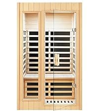 Outdoor Sauna 3 Person Infrared Sauna, Infrared Saunas for Home, 1950W Low EMF Far Infrared Sauna Old Fir Wooden Sauna with Beauty Red Light, Foldable Seat, Bluetooth, Chromotherapy Lamp, Reading Lamp