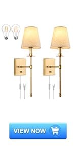 TRLIFE Wall Sconce Plug in, Dimmable Wall Sconce Wall Lights with Plug in Cord and Dimmer On/Off Knob Switch, Swing Arm Wall Light for Bedside Bedroom Stairway Living Room(1 Pack, 1 Bulb Included)