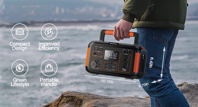 GRECELL 500W Portable Power Station 444Wh Solar Generator with 110V Pure Sine Wave AC Outlet/PD60W, 1000W Peak power station for Camping Trip RV Outdoor Home Emergency Backup & Solar Powered