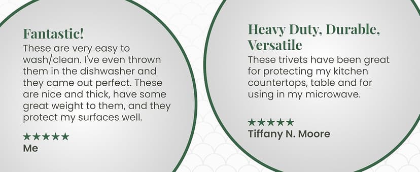 Larder & Vine Silicone Trivets for Hot Pots and Pans | Set of 4 Round Hot Pads for Kitchen | 7” & 9” Trivets for Hot Dishes | Heat-Resistant Silicone Mats for Kitchen Counter | Limoncello/French Gray