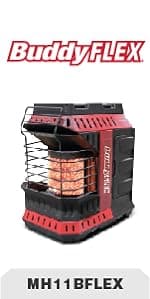 Mr. Heater Portable Buddy Heater MH9BX 4,000-9,000 BTU Indoor-Safe Propane Radiant Heater For Campers, Workshops, Job Sites, Patios & More - Red, Black