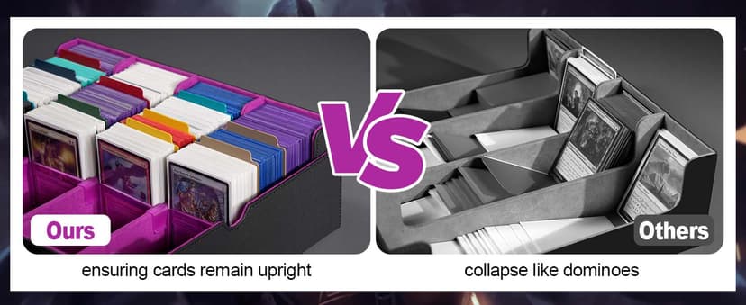 ZLCA Card Storage Box for MTG PTCG, Commander Deck Box Holds 3000+ Cards, Card Storage Case with 4 Stoppers, Card Organizer for TCG Sport Cards(Black&Purple)