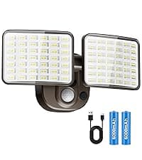 Rechargeable Battery Operated Motion Light 2500LM & 4000LM Motion Sensor Security Light(1-3 Months Endurance) USB Charging LED Flood Light Outdoor for Garage Yard Entryways Patio Garden