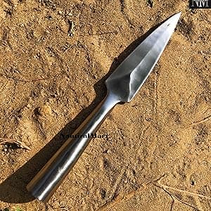 NauticalMart Hand-Forged Viking Saga Iron Spear Point Viking Accessories Medieval Steel Spearpoint Made From Carbon Steel Reenactment, Long Spear SCA LARP Knight (Silver)