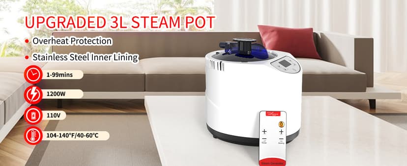 Portable Sauna Box, Steam Sauna for Home with 3L Steamer, Remote Control, Folding Chair and Mat, Personal Sauna Tent for Wellness & Relaxation, 15 Levels, Red
