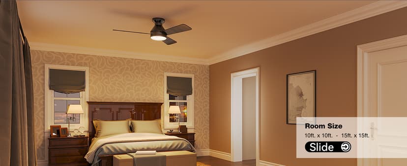 Amico Ceiling Fans with Lights, 42 inch Low Profile Ceiling Fan with Light and Remote Control, Flush Mount, Reversible, 3CCT, Dimmable, Noiseless, Black Ceiling Fan for Bedroom, Indoor/Outdoor Use