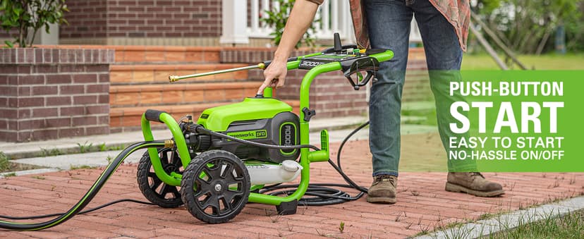 Greenworks 3000 PSI Pressure Washer (2.0 GPM Max) with Foam Cannon – Easily Remove Dirt and Grime on Siding, Fences, Patios,