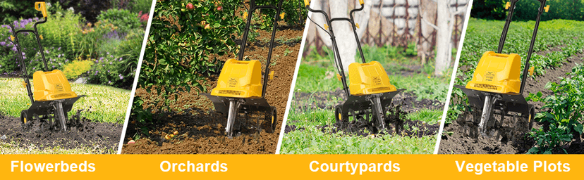 Garden Rototiller 16-Inch 13.5-Amp Corded Electric Tiller/Cultivator, Adjustable Wheels, 8-Inch Tilling Depth, Powerful and Lightweight Tiller