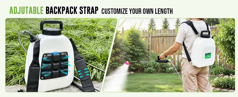 Battery Powered Sprayer 3.2 Gallon, VAXMAY Backpack Sprayer with 3 Adjustable Speeds, Battery Indicator, 5 Mist Nozzles, 41" Retractable Wand, USB Rechargeable Weed Sprayer for Lawn Garden Yard