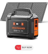 MARBERO 200W Solar Generator 222Wh Portable Power Station with Solar Panel 40W Included 60000mAh Power Supply with AC Outlet 100V 300W Max for Camping Emergency Home Backup