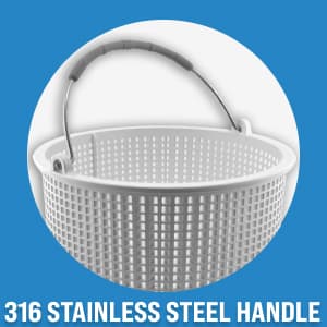 Swimables Pool Skimmer Basket for Inground Pool Compatible with Hayward Skimmer Basket and Pool Filter Basket SP1082CA | Built-in Brass Weight | 316 Stainless Steel Handle & Convenient Rubber Grip