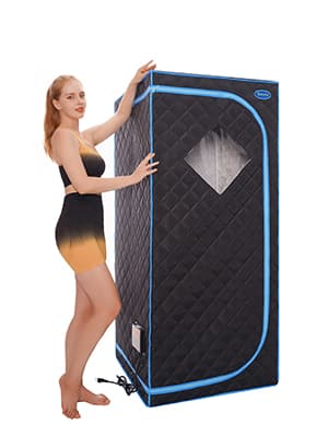 Portable Sauna Tent, One Person Infrared Sauna Home Sauna, Full Size Sauna with Remote Heating Foot Pad, Upgraded Chair, Black(29.1" x 29.1" x 66.5")