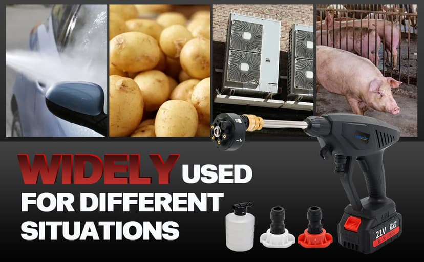 Vagueior Cordless Pressure Washer Gun, Portable Power Cleaner,with 21V 3.0AH Battery and Charging Kit, 5-in-1 Nozzle, Suitable for Outdoor Cleaning and Watering. (1 Battery, BLACK)