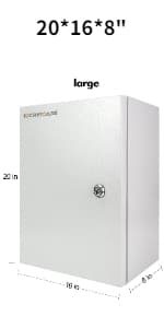 Outdoor Electrical Box, Steel Junction Box 16 x 12 x 8'', NEMA 4X Electrical Enclosure Box IP66 Waterproof & Dustproof, Universal Electrical Project Box with Lock & Mounting Plate