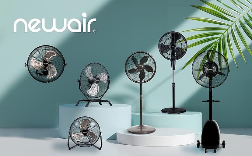 Newair Wall Mounted High Velocity Fan | 18" Air Fan | Quiet Blade Fan | 3 Speed Settings Box Fan | Heavy Duty Fan For Industrial Use | Portable Outdoor Shop Fan | Black | WindPro18W, 3000 CFM