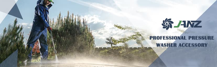 janz 14" Pressure Washer Surface Cleaner with 4 Wheels, Stainless Steel Housing, 1/4" Quick Plug, 2 Extension Wands, 2 Replacement Nozzles and 3 Spray Nozzles, 4000 PSI