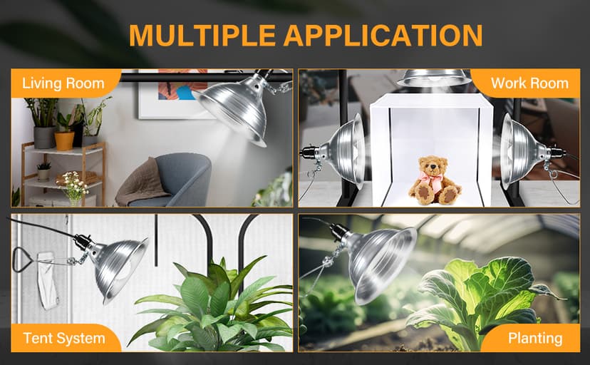 Simple Deluxe HIWKLTCLAMPLIGHTMX2 2-Pack Clamp Lamp Light with 8.5 Inch Aluminum Reflector Up to 150 Watt E26 Socket (No Bulb Included) 6 Feet 18/2 SPT-2 Cord, Silver