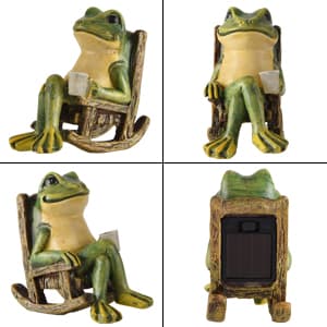 Miniature Frog Garden Statue Mom Gifts Home Decorations Fairy Garden Accessories Outdoor Lights Solar Garden Frog Decor Art Housewarming Gift for Patio,Yard,Lawn Ornament,3.89"x2.36"x3.93