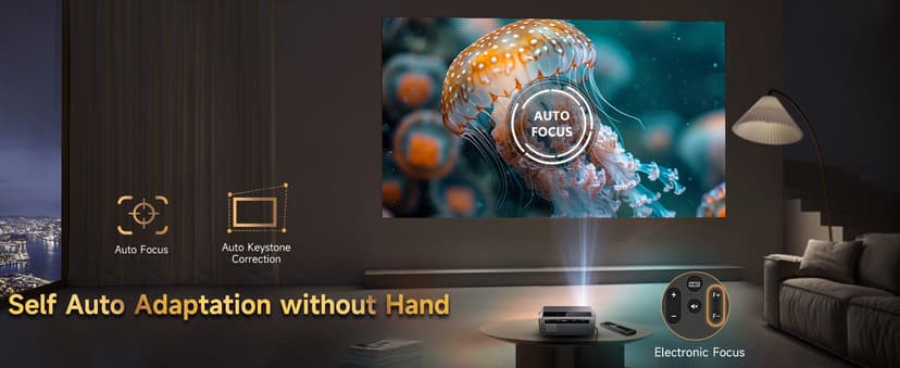 4K Projector HDR Netflix Certified, 1800ANSI Daylight Use, Dolby Audio, NFC, Smart TOF Autofocus, Shorter Throw, WiFi 6, Bluetooth 5.4, HDMI ARC, Proyector 4K Ultra HD Movie Gaming TV High Brightness