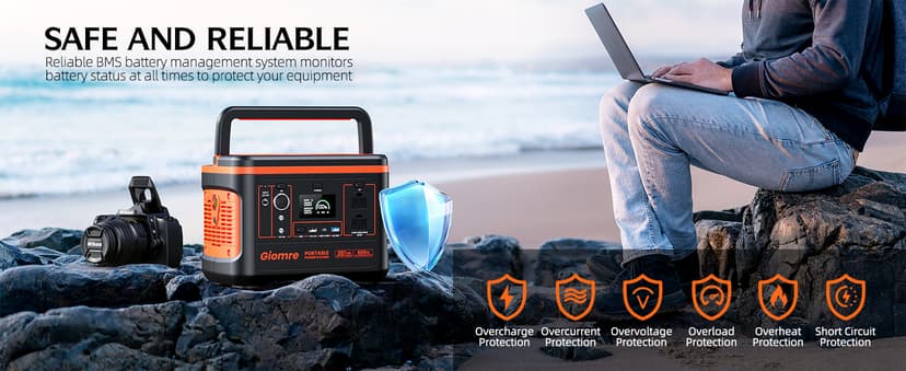 Portable Power Station, 297Wh Backup Lithium Battery Generator with 600W AC Output and 100W Fast Charging, Solar Generator for Outdoors Camping, Travel Emergency, Home Blackout