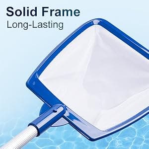 POOLAZA Hot Tub Skimmer Net Handheld, Professional Pool, Spa, Pound Skimmer Net with Aluminum Pole Handle, Deep Ultra Fine Mesh Netting Small Pool Skimmer Net, Upgrade Durable Hot Tub Net Hand Skimmer