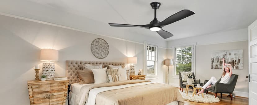 Depuley 52-Inch Ceiling Fan with Light: Black 3 Blade Outdoor Fans for Patios - Dimmable Indoor Fan with Remote APP Control Ultra Quiet DC Motor Reversible 6 Speed Timer