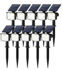 Solar Spot Lights Outdoor Color Changing 27 LEDs Solar Light Outdoor Waterproof 9 Lighting Modes Multicolor RGB Solar Powered Christmas Lights Adjustable Colored Landscape Spotlights- 10 Pack