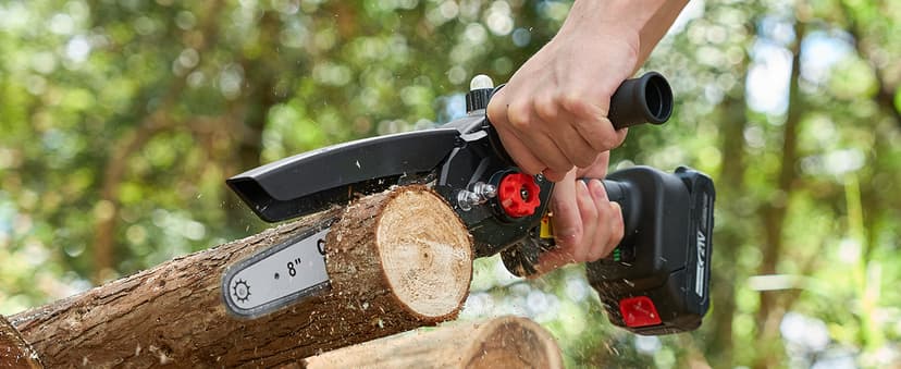 Seesii Mini Chainsaw 8 inch DL07, Electric Chainsaw Cordless, Upgraded Brushless Chain saw with Auto Oiler, 2pcs 2000mAh Batteries, Battery Powered Saws Handheld Chain Saw for Tree Branch Wood Cutting