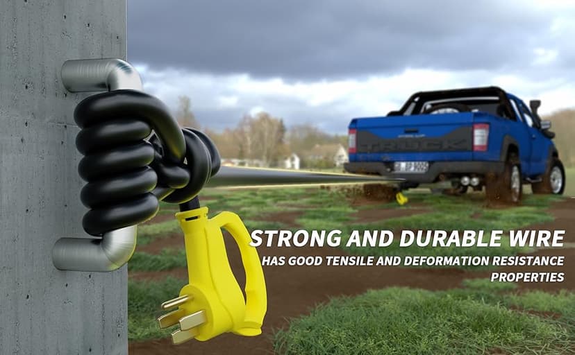 30 FT 50 Amp RV/EV Extension Cord Outdoor with Grip Handle, 4 Prong Flexible Heavy Duty 6/3+8/1 Gauge STW RV Power Cord Waterproof, NEMA 14-50P to 14-50R, Black-Yellow, ETL Listed