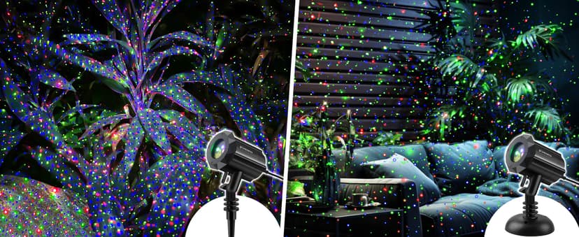 Poeland Christmas Laser Projector Lights Waterproof Outdoor Garden Decorative Lighting with Security Lock 3 Color Red Green Blue