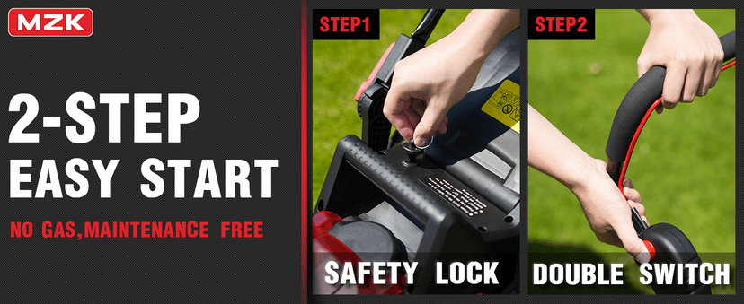 MZK 40V(2 x 20V) 13”Cordless Electric Lawn Mower,with 4-Position Height Adjustment,Compact and Lightweight Push Battery Powered Lawn Mower (2 * 4AH Batteries)