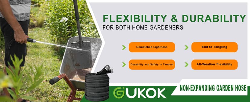 Garden Hose, Lightweight, Ultra Flexible, Durable, Kink-Free Garden Hose, RV, Marine and Camper Hose (50 FT)