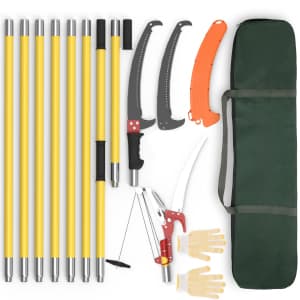 Pole Saws for Tree Trimming, 7.3-27 ft Extendable Tree Trimmers Long Handle Pruner, Sharp Steel Blade and Scissors High Branches Trimming, Tree Pruner, Tree Saw