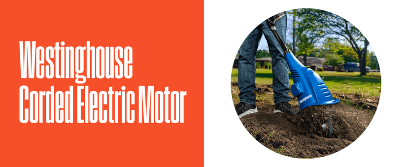 Westinghouse 6-Inch, 2.5 Amp Corded Electric Mini Tiller Cultivator for Gardening, Lightweight, 4 Steel Blades