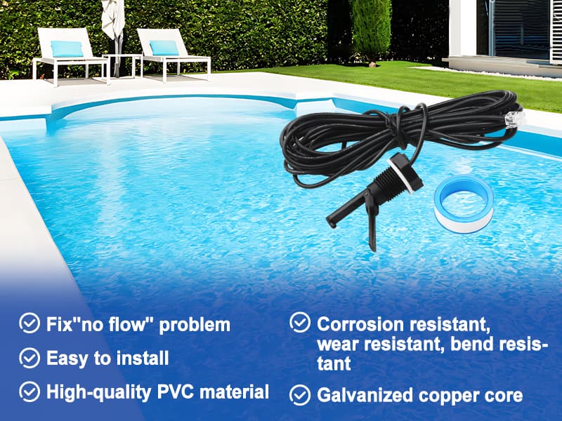GLX-FLO-RP Flow Switch Assembly, Pool Flow Sensor Compatible with Goldline and Aquarite Salt Systems Pool Flow Switch with 15 ft. Cable