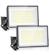 Onforu 100W Flood Lights Outdoor, 9000lm Bright LED Work Light with Plug, 6500K Daylight White LED Flood Lighting, IP66 Waterproof Security Yard Lights for Yard Garage Stadium 2 Pack