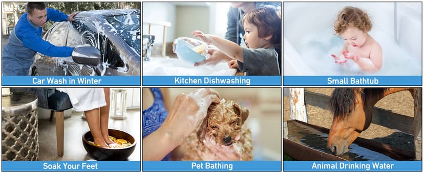 Immersion Water Heater Electric, 2000W Portable Hot Water Heater with 304 S S Guard & LCD Thermometer, Submersible Water Heater Heats up 5 Gallons of Water in Minutes for Bucket Bathtub Small Pool