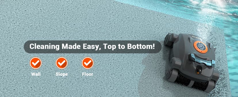 Pivot Cordless Robotic Cleaner,Wall Climbing,Extended Battery Life,Self-Parking,Automatic Pool Vacuum for Inground Pools up to 1,100 Sq.ft,Gray