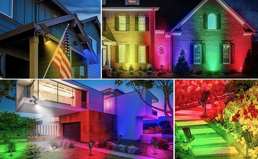Solar Outdoor Lights, 9 Modes Color Changing 18 LED Solar Spot Lights Outdoor Waterproof Spotlight Landscape Light Solar Powered for Garden Yard Tree Flag Patio Christmas Halloween(2 Pack)