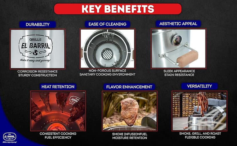 Grill & Smoker Barrel (MEDIUM)| 100% Stainless Steel Barrel | You can Grill, Smoke, Roast & Bake| Smokeless, Even Heat Distribution & Perfect Preservation for Your Meats, Charcoal