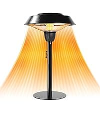 Star Patio Electric Outdoor Heater, Freestanding Patio Heater, Infrared Heater, Hammered Bronze Finished, Tip-Over Protection, Adjustable Height and Silent Heating Heater, ZHQ1566-C-SN12024