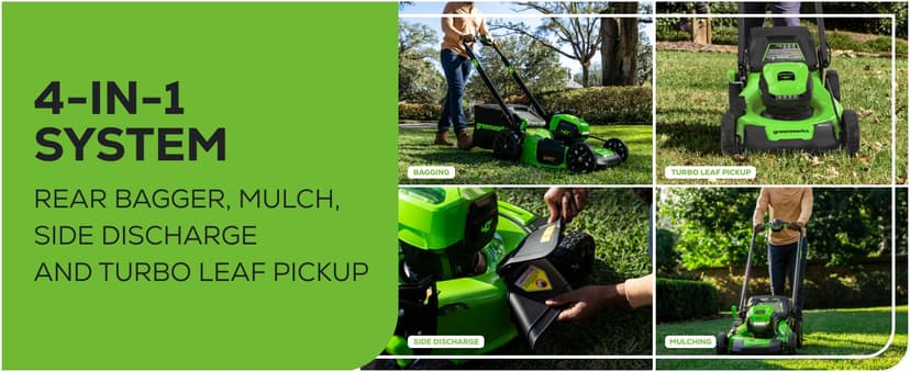 Greenworks 40V 20" Brushless Push Mower, 4.0Ah Battery (Aluminum Handles + Light)