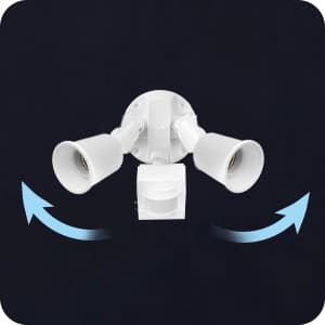 Globe Electric 17000269 110-Degree 240 W Twin Head White Hardwired Motion Sensor Security Flood Light, Spotlight, Outdoor, Outside House Lights