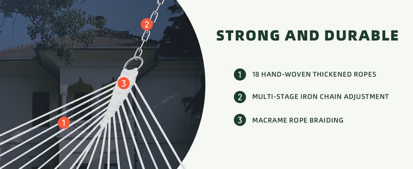 Patio Watcher 13 FT Quick Dry Textilene Hammock - Outdoor Double Hammock - Heavy Duty for Outside - 450 lbs Capacity - Green White