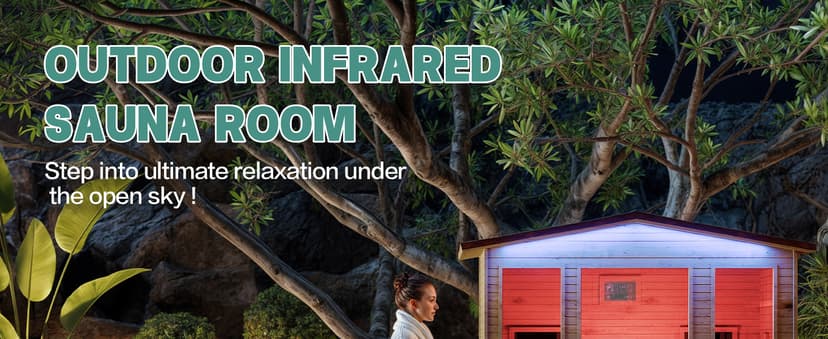 4 Person Outdoor Infrared Sauna - 3D Fast Heating Home Spa Sauna w/Chromotherapy Light, Wooden Sauna Room Kit w/Bluetooth Speaker (CE Certified,220V)