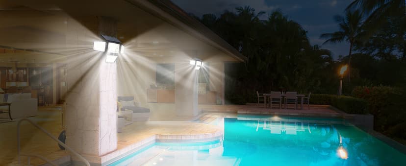 Solar Outdoor Lights - 3000LM 188 LED Motion Sensor Outdoor Lights, 4 Heads Security Light,IP65 Waterproof, Easy Install,270°Wide Angle Flood Wall Light with 3 Modes for Backyard Yard (2 Pack)