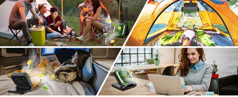 20000mAh Portable Fan Rechargeable with Solar Panel 2-in-1, 3 Speeds Cordless Battery Powered Fan with Led Lantern,Timer, Quiet USB-C Table Fan for Travel Tent Hurricane Office Home Bedroom(Green)