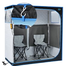 2 Person Infrared Sauna | Full Size Portable Sauna Tent | FAR Infrared Sauna for Home, 1,350watt, Home Saunas with Heating Foot Pad*2, Portable Chair*2, (L56.7 x W31.5 x H59.4, Black)